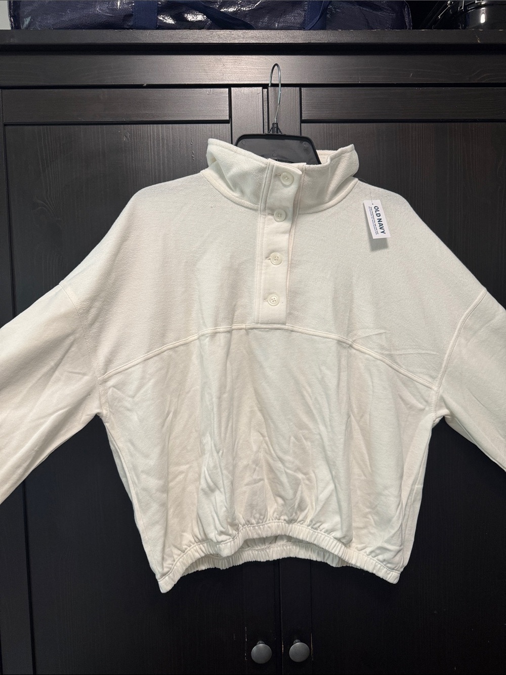 Old Navy Cream Funnel Neck Button Pullover